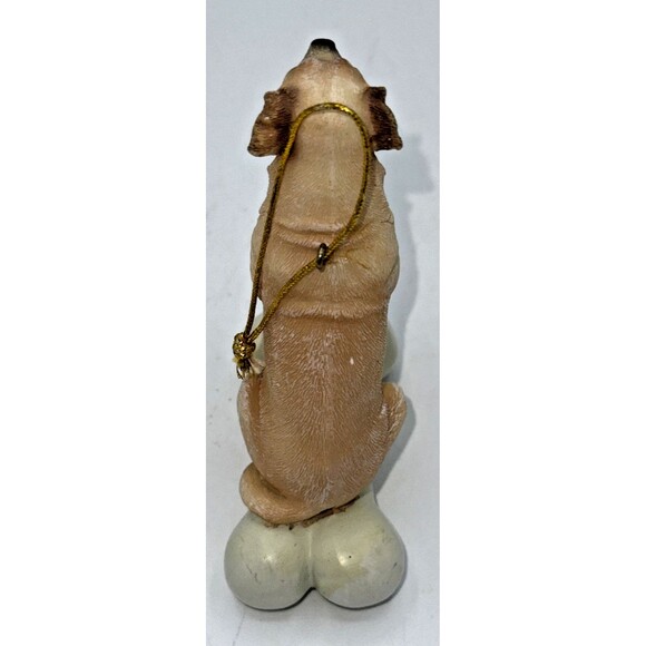 Vintage Realistic LABRADOR RETRIEVER DOG On Bone Christmas Tree Ornament 3.75” - Picture 7 of 12